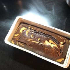 A picture of Eggless Chocolate marble cake.
