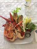 Aragosta e scampi alla cinziana e carciofi in pinzimonio