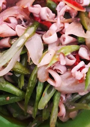 Foto resep Tumis buncis baby cumi saos saori