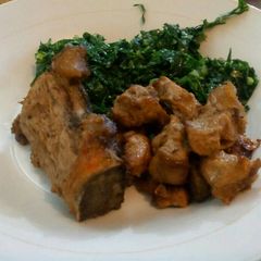 A picture of Fried beef and sukumawiki.