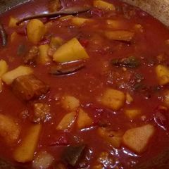A picture of Aloo baigan ki rasawali sabji.