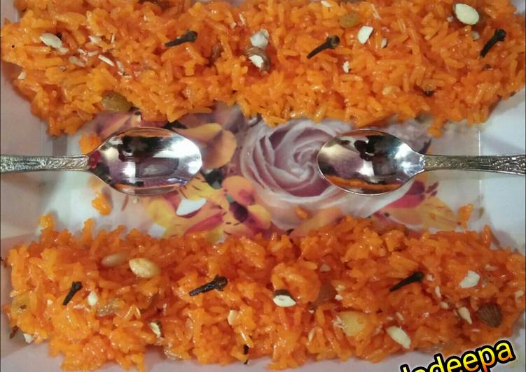 Steps to Prepare Ultimate Zarda pulao (sweet rice)