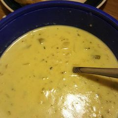 A picture of Broccoli rice cheese soup.