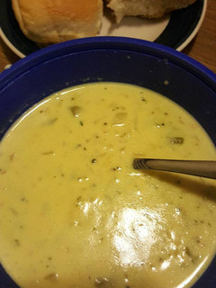 A picture of Broccoli rice cheese soup.