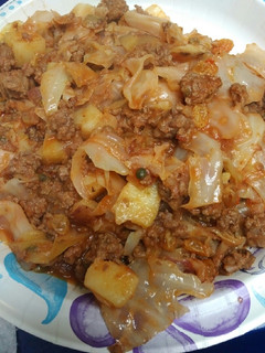 A picture of Picadillo meet Southern Fried Cabbage.