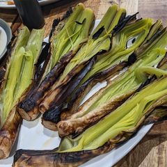 Char-grilled leeks A picture of Char-grilled leeks.