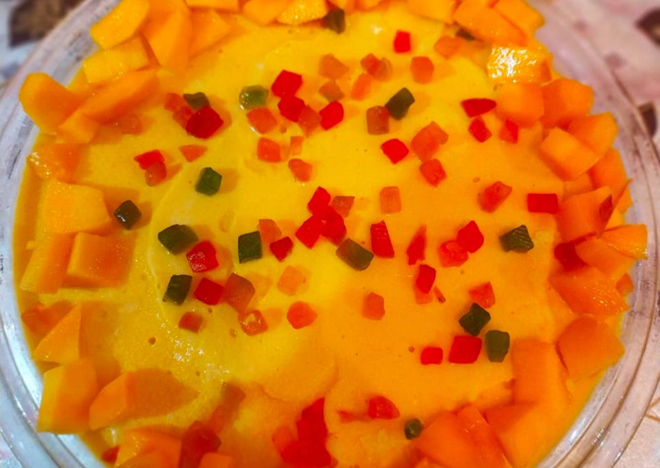 Mango custard pudding