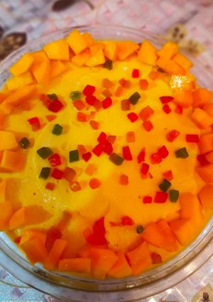 A picture of Mango custard pudding.