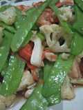 ผัดผักรวมใส่กุ้ง