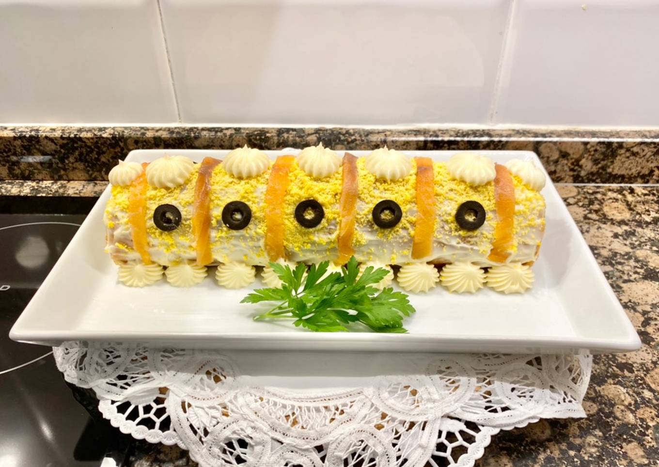 Brazo gitano con salmón ahumado