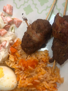 A picture of Ground Beef Skewers with Bacon and Cheese.