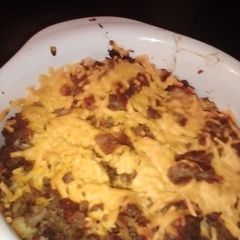 A picture of Leftover cheese steak casserole.