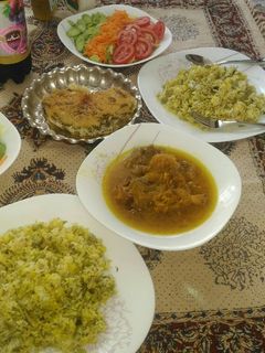 عکسی از دستور چلو گوشت باقالی پلو