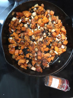 A picture of Sweet potato maple bacon hash.