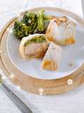 Salmone in crosta di pasta fillo con broccoli