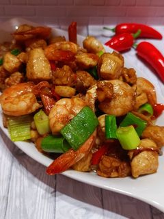 Foto resep Tumis udang daun bawang