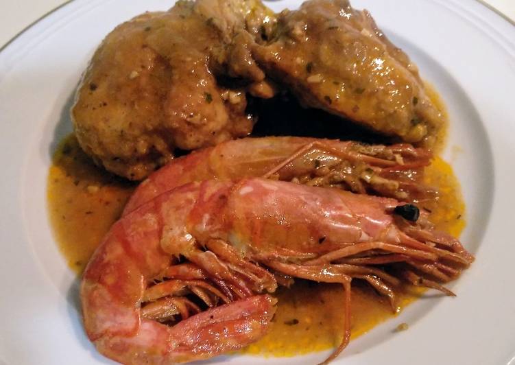 Pollo con gambas