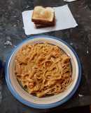 Espaguetti con pollo en crema chipotle