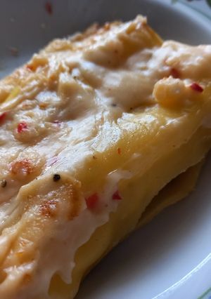 A picture of Cannelloni with Mortadella and Ricotta.