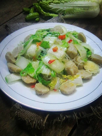 Cara Gampang Membuat Resep Tumis sawi putih dg pentol ikan dan soun yang Menggugah Selera Anti Ribet, Mantap Sekali