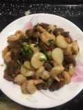 8.Tumis scalop, daging sapi udang