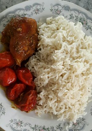 عکسی از دستور مرغ مزه دار با زیره پلو شبنم پز😍