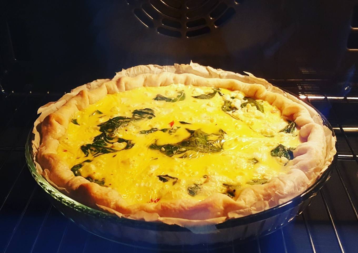 Quiche courgette - épinard - féta et lardons