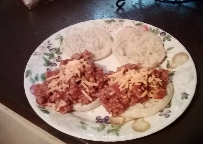 Recipe of Homemade Sloppy joe on a English muffin with cheese