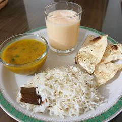 Daal fry and jeera rice A picture of Daal fry and jeera rice.