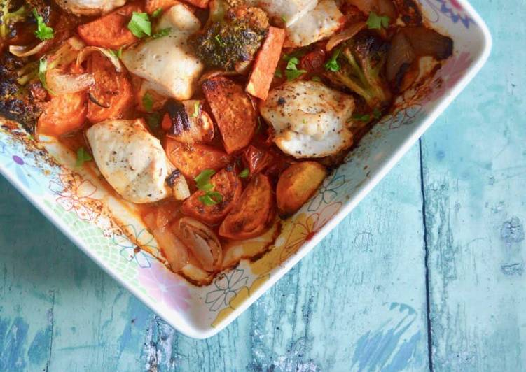 Easiest Way to Prepare Perfect Chicken, Tomato &amp; Sweet Potato Bake