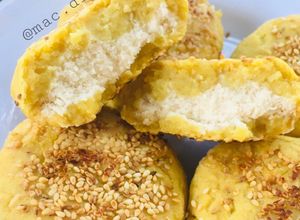 Hình của món Bánh Khoai Lang Yến Mạch Nhân Dừa.