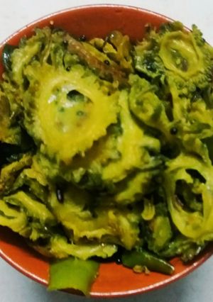 A picture of Dry karela subji.
