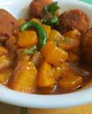 Radish Potato Curry with Masoor Dal Dumplings