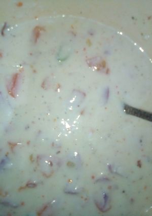 A picture of Salad raita home made style.