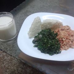 A picture of Skuma wiki served with ugali and eggs.