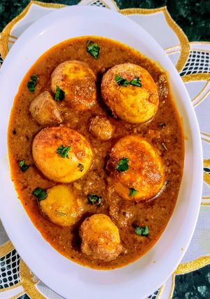 A picture of Egg Potato Masala Curry.