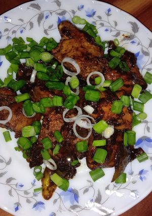 A picture of Soya sauce pepper chicken.