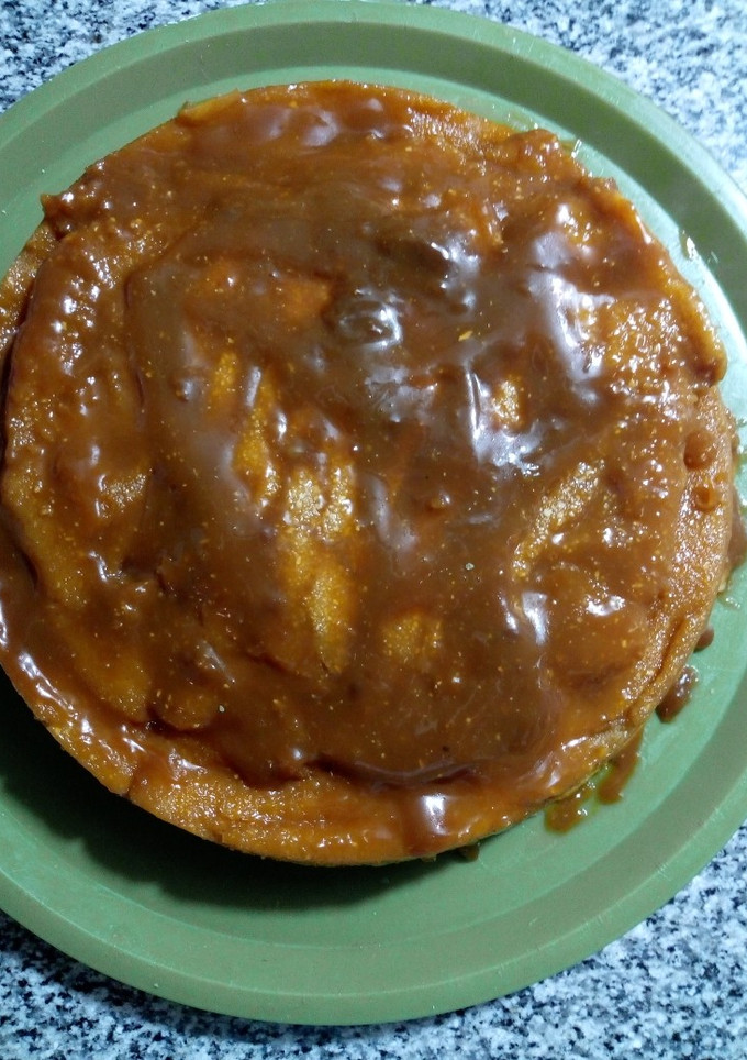 Una foto de Budín de pan rallado y dulce de leche al microondas