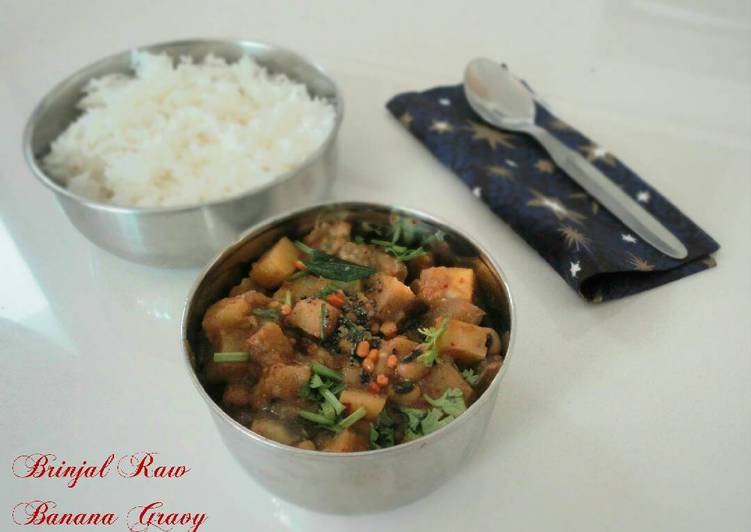 Easiest Way to Make Homemade Brinjal Raw banana gravy