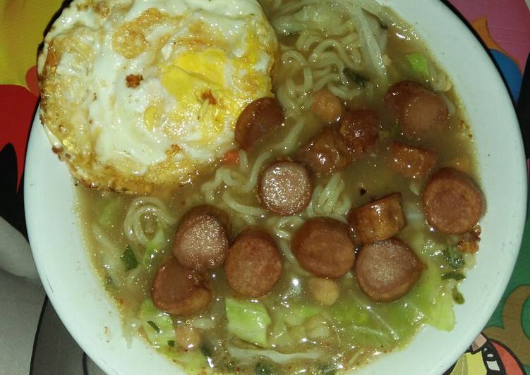 {Cara Memasak Mie sedap soto toping (telur,sosis,koll,cabe) Anti Ribet