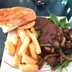 A picture of My Garlic Buttered Steak, Mushroom and Onions. 😀.