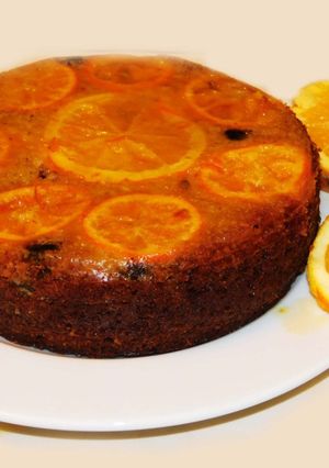 A picture of Upside down orange cake.