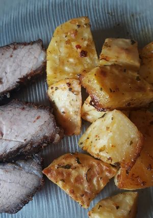 Una foto de Papas picantes al horno!! Ideal para el asadito del domingo!!