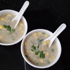 A picture of Mushroom corn soup.