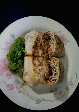 A picture of Paneer and Beans Burrito wrap.