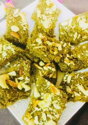 A picture of #Green Moong Dal Burfi.