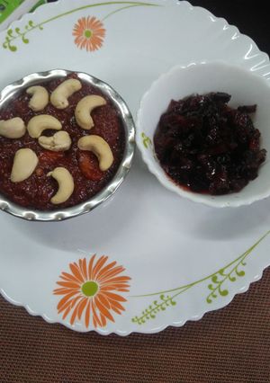 A picture of Beetroot tutti frutti and carrot beetroot halwa.