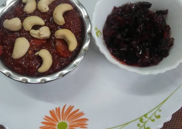 Beetroot tutti frutti and carrot beetroot halwa