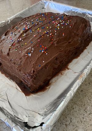 A picture of Birthday Cake - Layered Chocolate/Sugar Cake.