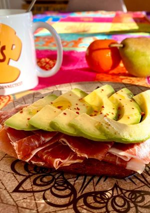 A picture of Serrano Ham and Avocado Toast.